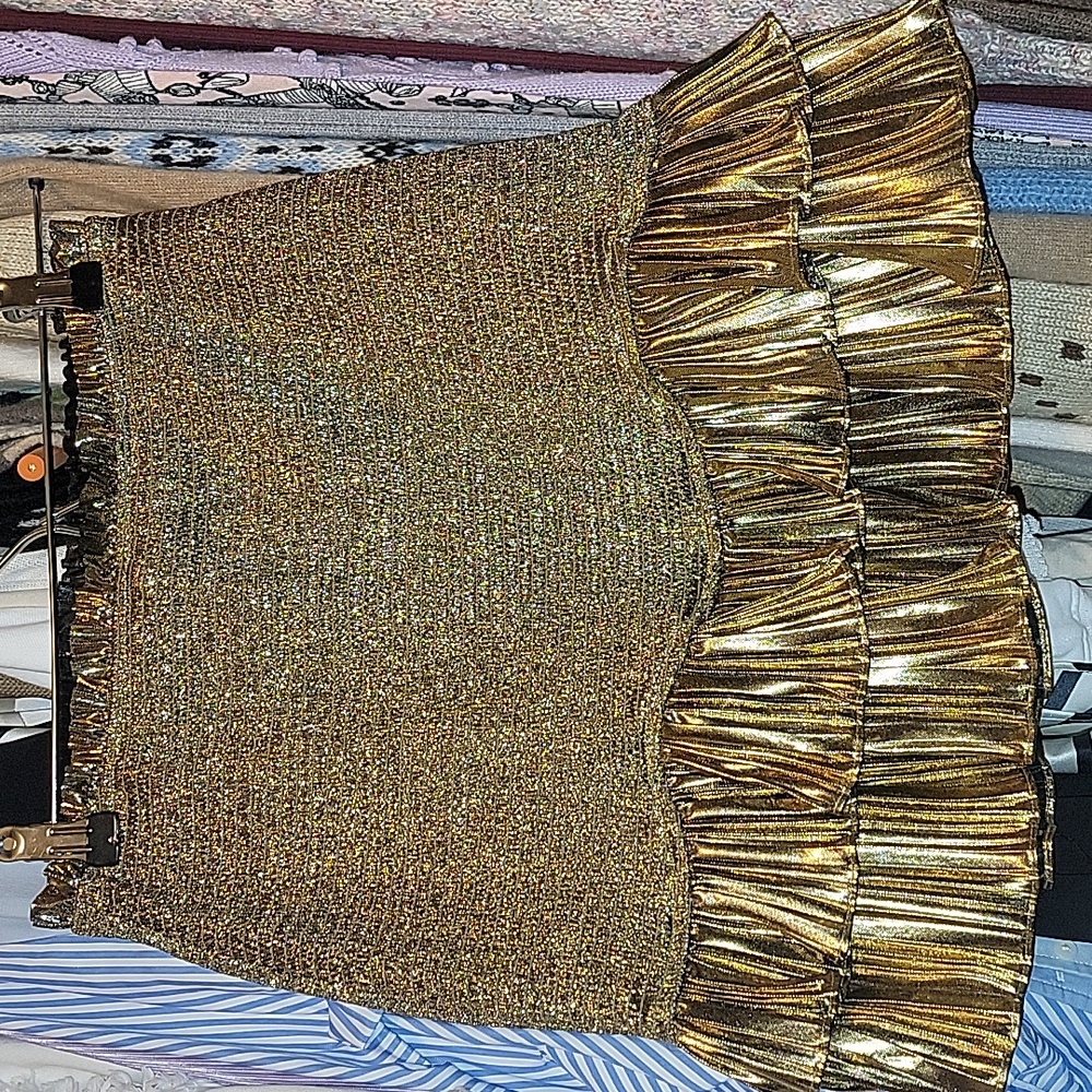Loveshackfancy gold skirt